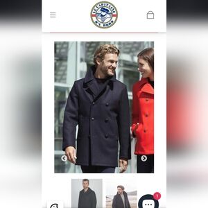 Dalmard Marine Wool Pea Coat Mens Navy Blue